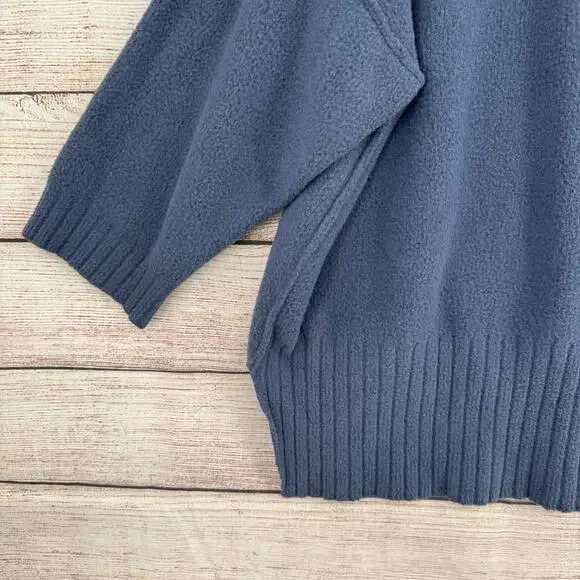 Free People High Low Boxy Oversized Sweater Womens Small Blue Rough Seam - Picture 6 of 12